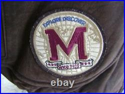 Vintage DISNEY MICKEY MOUSE EXPLORER BOMBER JACKET Brown Leather MEN'S MEDIUM
