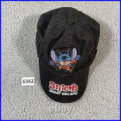 Vintage Lilo & Stitch Hat Black Embroidered Disney World Magic Kingdom Strap