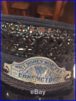 Vintage Rare Walt Disney World Railroad Original Conductor Hat & Badge 1971