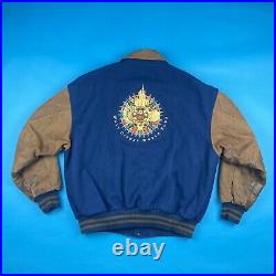Vintage Rare Walt Disney World Tour Wool Leather Bomber Jacket XL