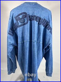 Vintage Walt Disney Sweatshirt Mens XXL Blue Embroidered Walt Disney World