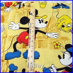 Vintage Walt Disney World Barkcloth Fabric 12 yds Mickey Mouse Characters Yellow