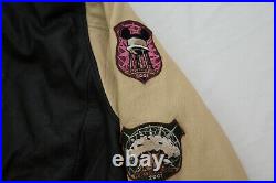 Vintage Walt Disney World Bomber Leather jacket Size L Park Patches 2001 epcot