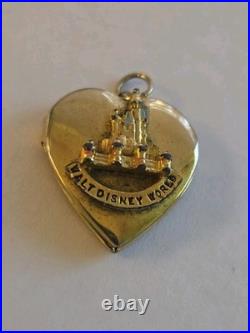 Vintage Walt Disney World Gold Toned Heart-shaped Locket Pendant Rare