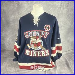 Vintage Walt Disney World Grumpy Miners Hockey Jersey Long Sleeve #37 L
