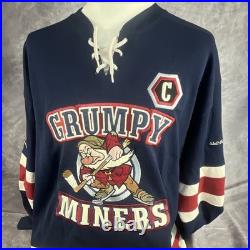 Vintage Walt Disney World Grumpy Miners Hockey Jersey Long Sleeve #37 L