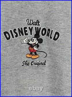 Vintage Walt Disney World Jacket 1971 Embroidered Back Zip Up Hoodie, Gray XXL