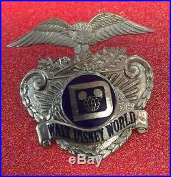 Vintage Walt Disney World Security Officer Hat Badge Engraved Sun Badge Co
