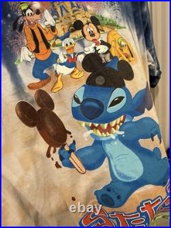 Vintage Walt Disney World Stitch's Great Escape Tie Dye Shirt XL