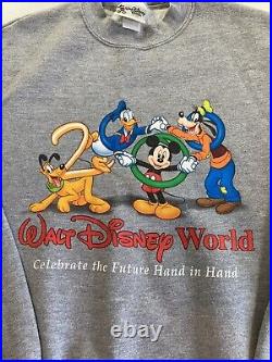 Vintage Walt Disney World Sweatshirt Large Grey USA 2000 Celebrate Grail Mickey