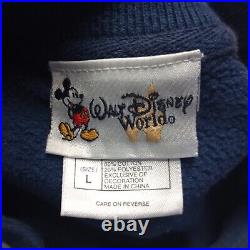 Vintage Walt Disney World Tour Sweater Adult Large Blue Fleece Crew Pullover