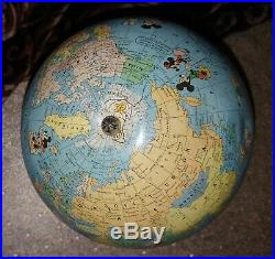 Vtg 1950 Rand McNally Walt Disney World Globe Rare Soviet Union With Characters