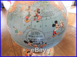 Vtg 1950 Rand McNally Walt Disney World Globe Rare Soviet Union with Characters