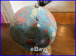 Vtg 1950 Rand McNally Walt Disney World Globe Rare Soviet Union with Characters