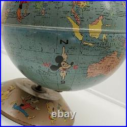 Vtg 1950 Rand McNally Walt Disney World Globe with Disney Characters RARE (t)