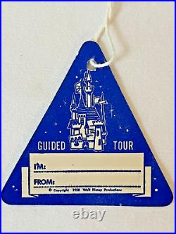 Vtg 1958 Walt Disney World Guided Tour Tag Double Sided Tag Badge Unused Mint