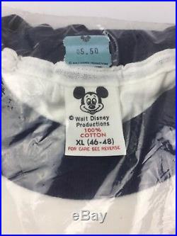Vtg 1970's Walt Disney World Classic Mickey Mouse T-Shirt White Ringer NOS #1538