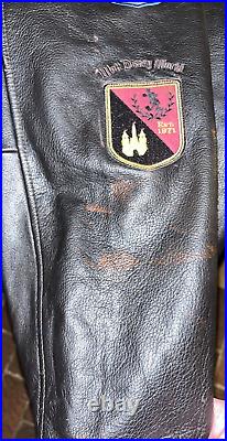 Vtg 1971 Walt Disney World Anniversary Black Leather Bomber Jacket Patches XL