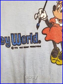 Vtg 1976 WALT DISNEY WORLD Minnie Mouse Blut T-Shirt Single Stitch M Tropix Top