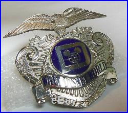 Vtg. 1980s Walt Disney World Police Officer Cast Uniform scewback pin Hat Badge