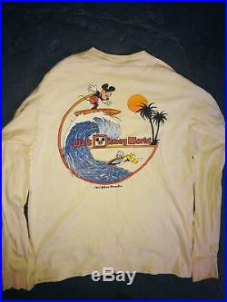 Vtg 70s 80s Medium Mickey Mouse Walt Disney World Tropix Long Sleeve Surf Shirt
