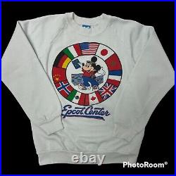 Vtg 80's Walt Disney World EPCOT Center Mickey Mouse RAGLAN 50/50 Sweatshirt USA