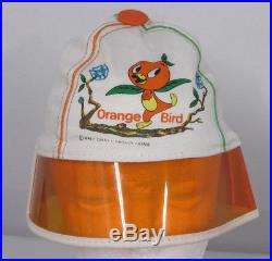 Vtg Walt Disney World Florida Orange Bird Sun Visor Bucket Hat sz M with Price Tag