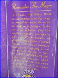 WALT DISNEY WORLD 25th ANNIVERSARY 1996 COMMEMORATIVE TICKET & PEN PACKAGE NIP