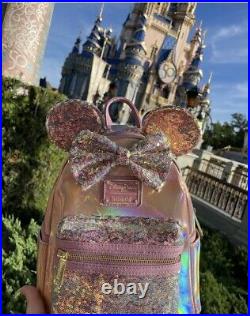 Walt Disney 50th Anniversary Earidescent Sequin Mickey Ear Backpack Loungefly
