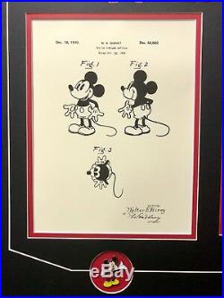 Walt Disney / Mickey Mouse Patent Drawing Framed Photo Collage #d/250 Pins World