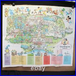 Walt Disney Vintage 1979 Magic Kingdom World Park Guide Map Souvenir 31 x 38