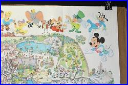 Walt Disney Vintage 1979 Magic Kingdom World Park Guide Map Souvenir 31 x 38