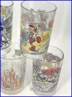 Walt Disney World 100th Anniversary Set Of 7 McDonalds Glasses Never Used
