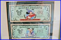 Walt Disney World 25th Anniversary Framed Set of Disney Dollars Uncirculated