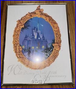 Walt Disney World 25th Anniversary Poster Vintage Embossed Logo