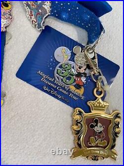 Walt Disney World 35th Anniversary Party Pin Badge FULL SET & Lanyard