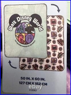 Walt Disney World 4 Parks Icons Reversible Throw Blanket 50x60