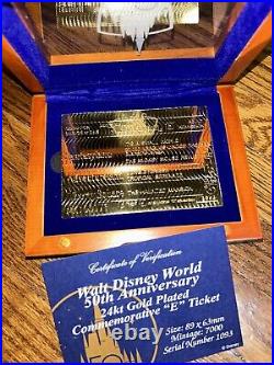 Walt Disney World 50th Anniversary 24kt Gold Plated Commemorative E Ticket