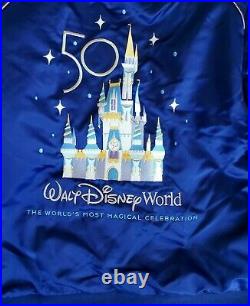 Walt Disney World 50th Anniversary Castle Satin Bomber Jacket Large New