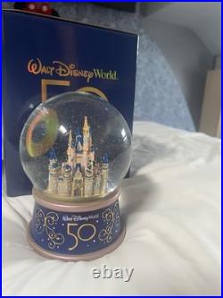 Walt Disney World 50th Anniversary Cinderella Castle Musical Snow Globe