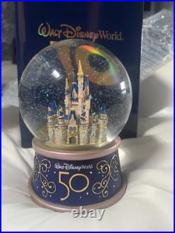 Walt Disney World 50th Anniversary Cinderella Castle Musical Snow Globe