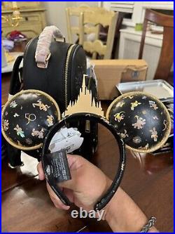 Walt Disney World 50th Anniversary Grand Finale Loungefly Backpack & Ear Set