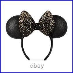 Walt Disney World 50th Anniversary Headband Limited Black Leather x Gold 0796MN