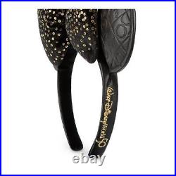 Walt Disney World 50th Anniversary Headband Limited Black Leather x Gold 0796MN