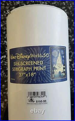 Walt Disney World 50th Anniversary Silk Screened Print 27x18