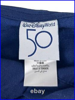 Walt Disney World 50th Anniversary Womens XL Cropped Hoodie Blue Sweatshirt EUC