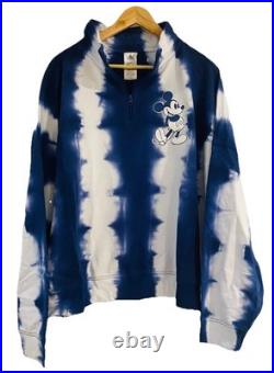 Walt Disney World Blue & White Tie Dye Half Zip Top Jumper Size 2XL BNWT
