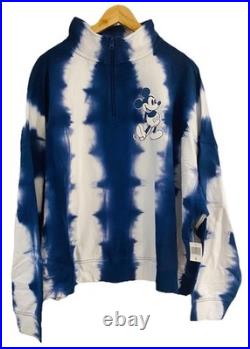 Walt Disney World Blue & White Tie Dye Half Zip Top Jumper Size 2XL BNWT