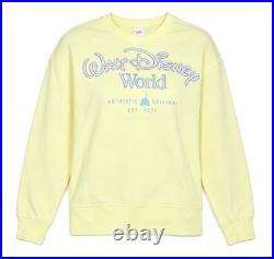 Walt Disney World Butter Yellow Patchwork Logo Oversized Sweatshirt Size M