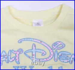 Walt Disney World Butter Yellow Patchwork Logo Oversized Sweatshirt Size M